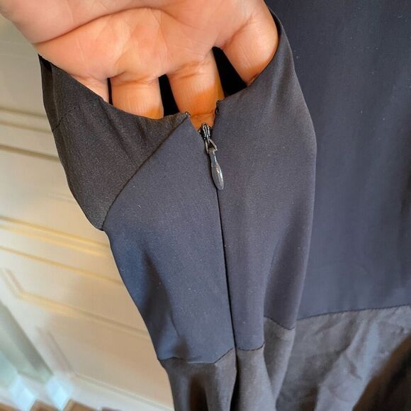 AllSaints Womens Lake Dress 6 Midi Length Tailored Fit Flare Color Block - Picture 5 of 7